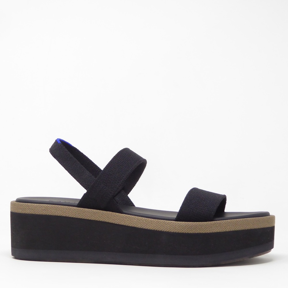 NEW Rothy's Women Lightweight Platform Wedge Sandal Black Strappy Size 11